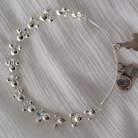 Authentic Disney Adjustable Mikey Mouse Silver Bracelet with Crystal Beads - Picture 2 of 5